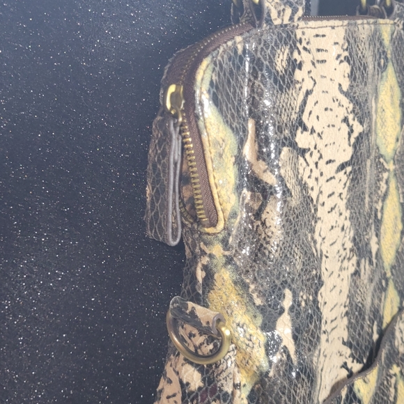 GRETTA Patent Python Hobo Bag Shoulder Black Creme - Picture 11 of 15